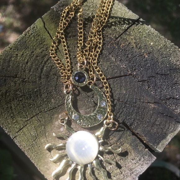 NWT! Dark Gold 3 layered sun & moon necklace - Picture 7 of 16